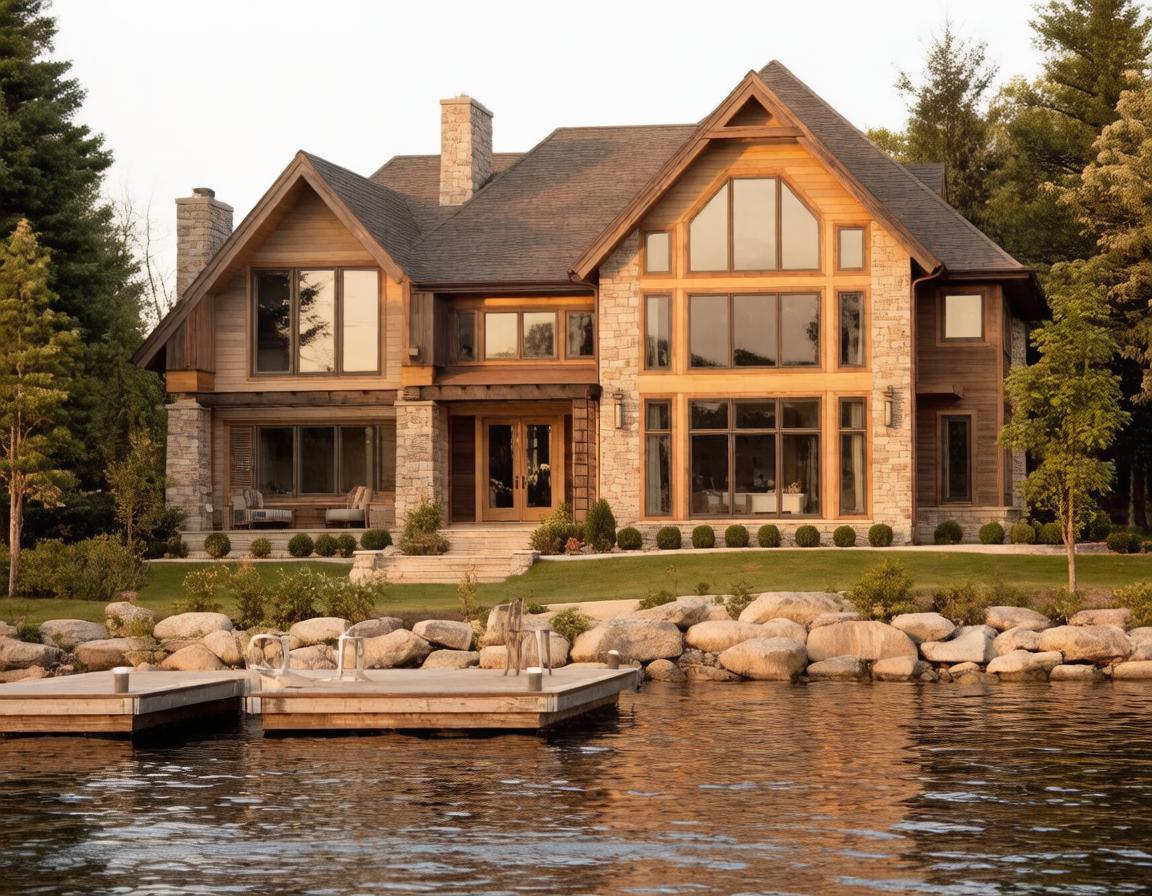 Modern lakeside home with a private dock